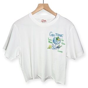 NWT MC2 Saint Barth T-Shirt Tee Size Medium Gin Tonic Embroidered Cropped